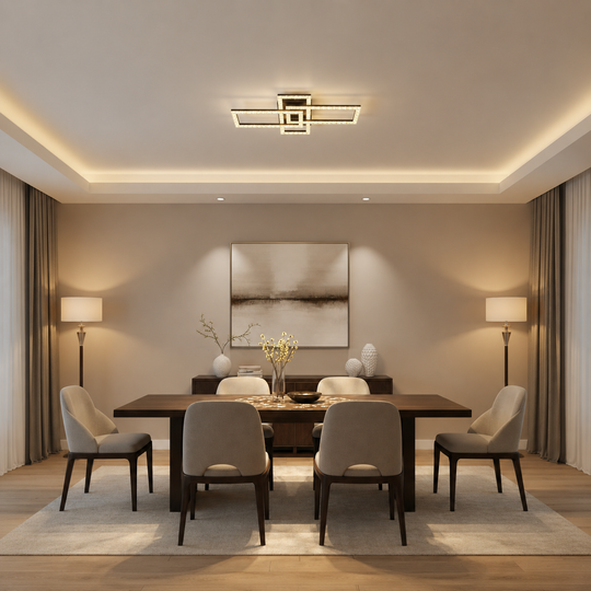 SUKING Lustre LED avec télécommande, 3 sources, 3000K/4000K/6000K, 57W, Métal et Acrylique, Noir