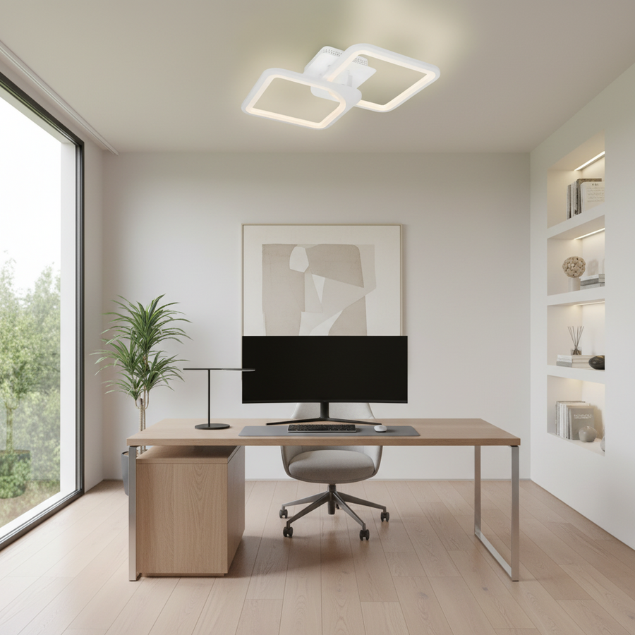 Lustra LED cu telecomanda ZOE 41W, 2 Patrate, lumina Rece/Calda/Neutra, Dimabila, Alb Lustre LED cu Telecomanda Default Title Alessandro Design