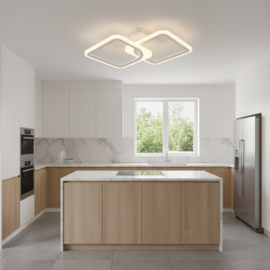 Lustra LED cu telecomanda ZOE 41W, 2 Patrate, lumina Rece/Calda/Neutra, Dimabila, Alb Lustre LED cu Telecomanda Default Title Alessandro Design