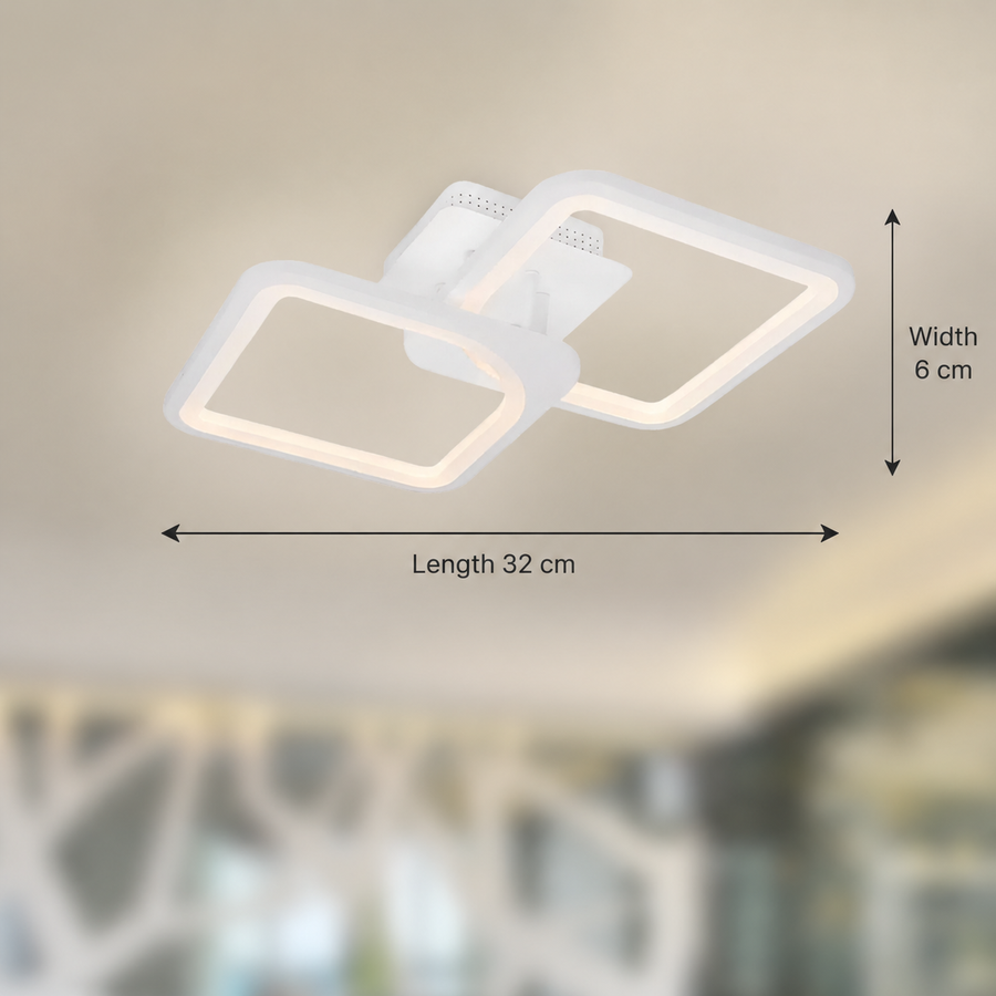 Lustra LED cu telecomanda ZOE 41W, 2 Patrate, lumina Rece/Calda/Neutra, Dimabila, Alb Lustre LED cu Telecomanda Default Title Alessandro Design