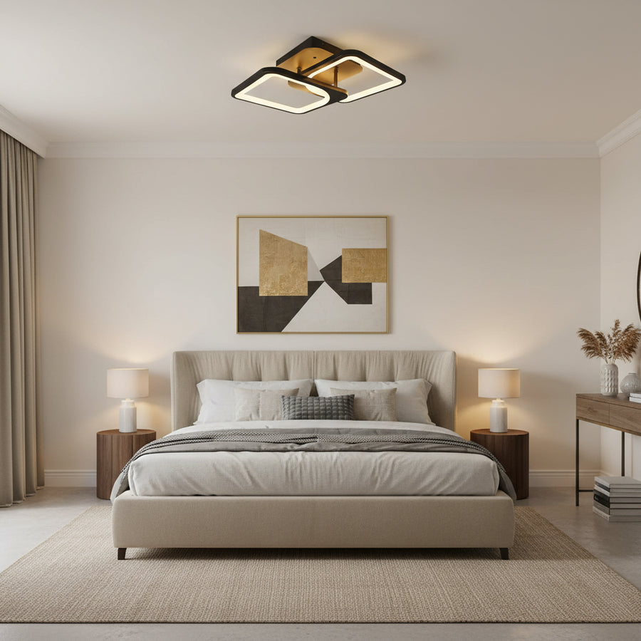 Lustre LED avec télécommande ZOE 27W, 2 carrés, Lumière Froide/Chaude/Neutre, Dimmable, Noir Lustres LED avec télécommande Default Title Alessandro Design