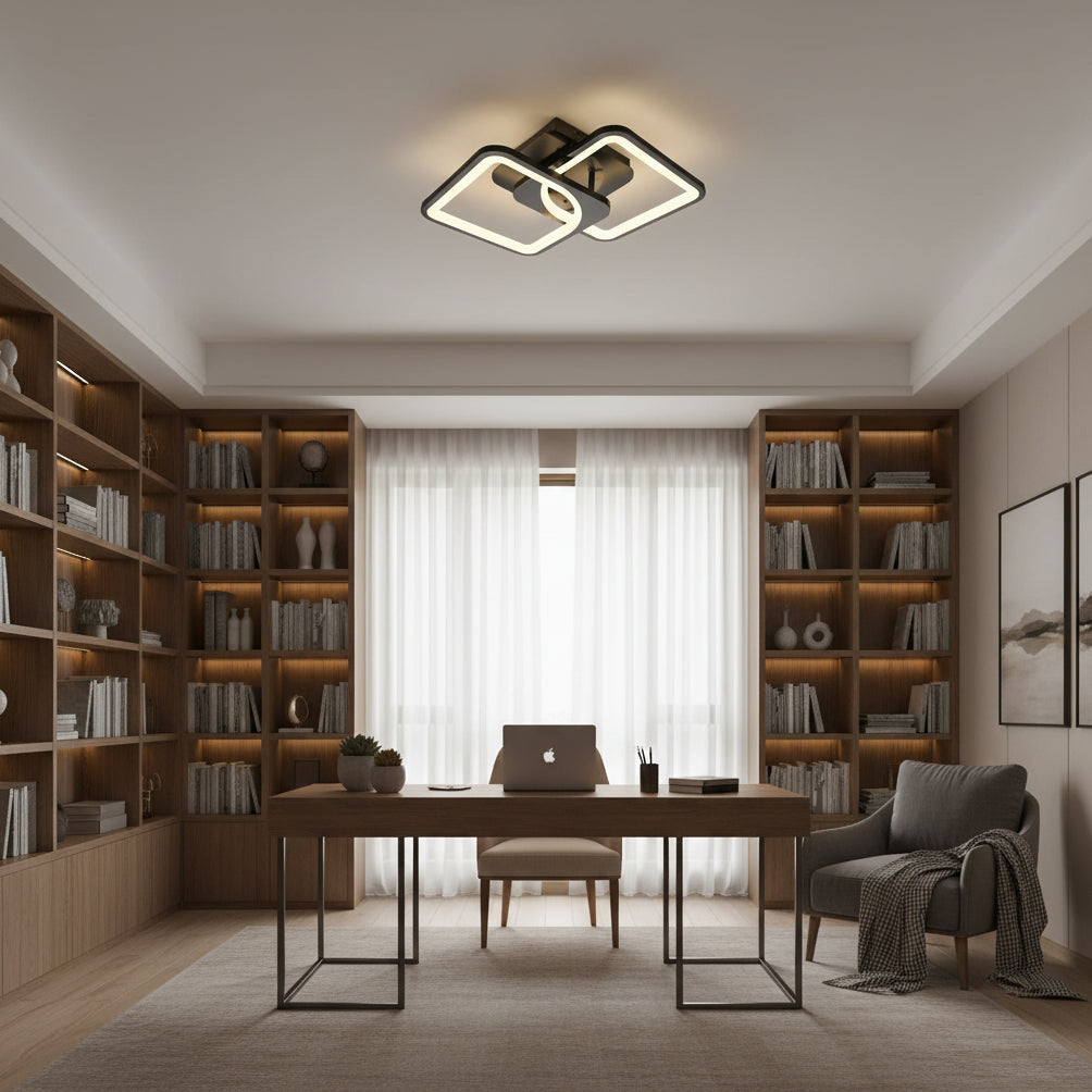 Lustre LED avec télécommande ZOE 27W, 2 carrés, Lumière Froide/Chaude/Neutre, Dimmable, Noir Lustres LED avec télécommande Default Title Alessandro Design