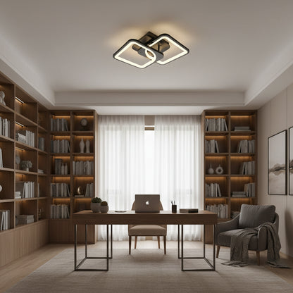 Lustre LED avec télécommande ZOE 27W, 2 carrés, Lumière Froide/Chaude/Neutre, Dimmable, Noir Lustres LED avec télécommande Default Title Alessandro Design