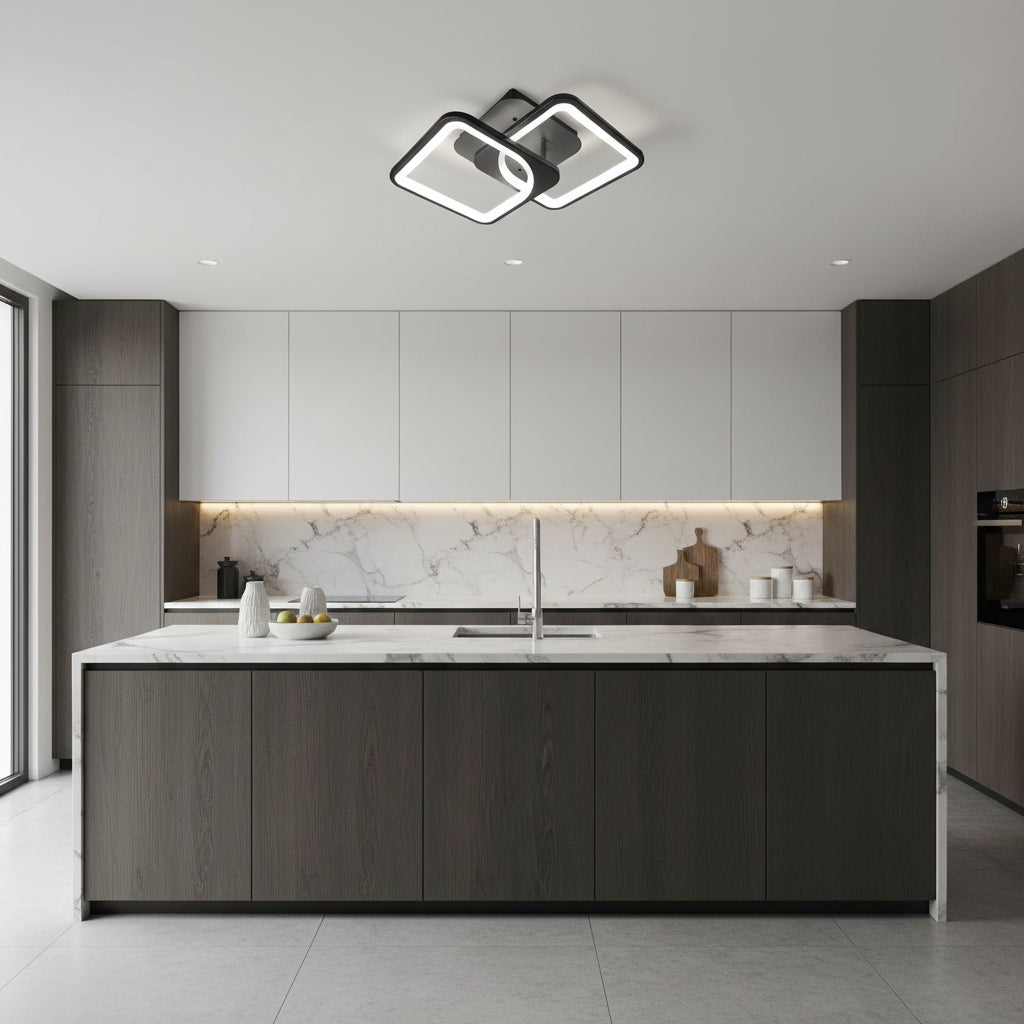 Lustre LED avec télécommande ZOE 27W, 2 carrés, Lumière Froide/Chaude/Neutre, Dimmable, Noir Lustres LED avec télécommande Default Title Alessandro Design