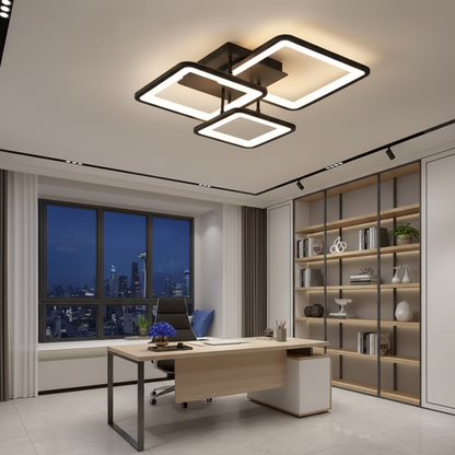 Lustre LED avec télécommande ZOE 60W, 3 carrés, Lumière Froide/Chaude/Neutre, Dimmable, Noir Lustres LED avec télécommande Default Title Alessandro Design