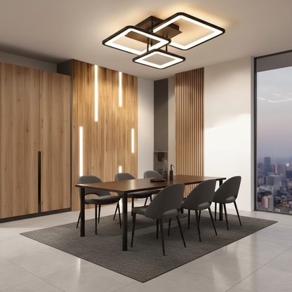 Lustre LED avec télécommande ZOE 60W, 3 carrés, Lumière Froide/Chaude/Neutre, Dimmable, Noir Lustres LED avec télécommande Default Title Alessandro Design