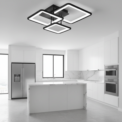 Lustre LED avec télécommande ZOE 60W, 3 carrés, Lumière Froide/Chaude/Neutre, Dimmable, Noir Lustres LED avec télécommande Default Title Alessandro Design