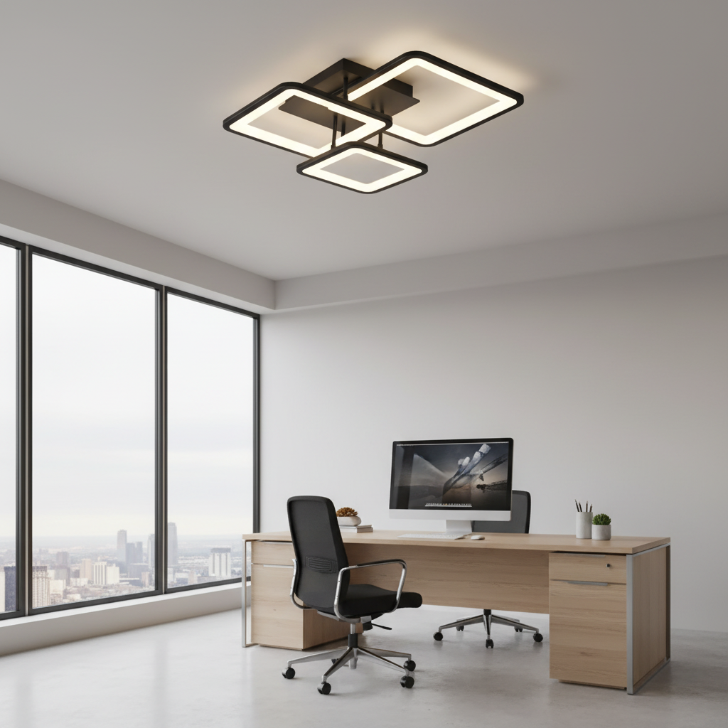 Lustre LED avec télécommande ZOE 60W, 3 carrés, Lumière Froide/Chaude/Neutre, Dimmable, Noir Lustres LED avec télécommande Default Title Alessandro Design