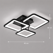 Lustre LED avec télécommande ZOE 60W, 3 Carrés, Lumière Froide/Chaude/Neutre, Dimmable, Noir, Métal et Acrylique