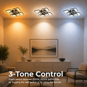 Lustre LED avec télécommande ZOE, 8 Carrés, 138W, Lumière Froid/Chaude/Neutre, Gradable, Noir