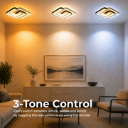 Lustra LED cu telecomanda si cristal ASHGABAT 66W, 2 Patrate, lumina Rece/Calda/Neutra, Dimabila, Alb