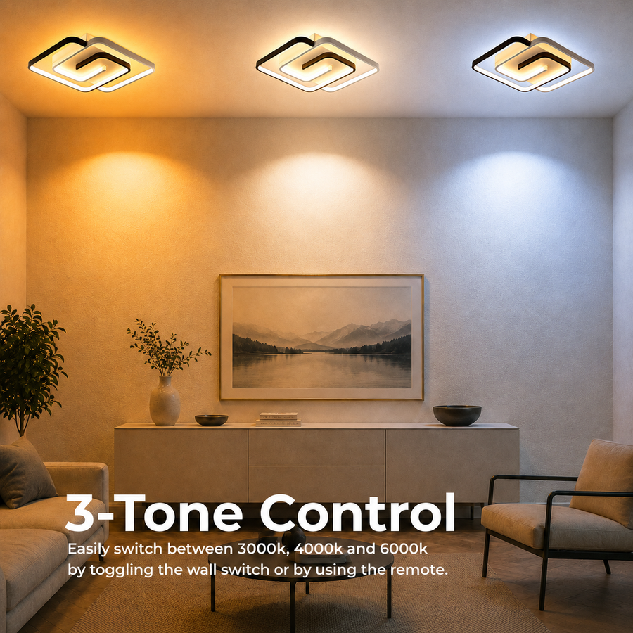 Lustra LED cu telecomanda si cristal ASHGABAT 66W, 2 Patrate, lumina Rece/Calda/Neutra, Dimabila, Alb