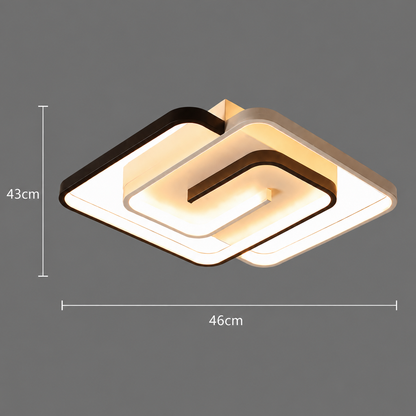 Lustra LED cu telecomanda si cristal ASHGABAT 66W, 2 Patrate, lumina Rece/Calda/Neutra, Dimabila, Alb