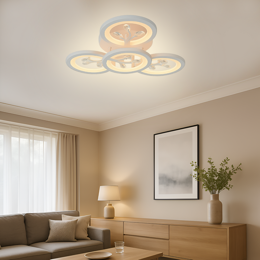Lustra LED cu telecomanda si cristal DAISY 53W, 4 Elemente, lumina Rece/Calda/Neutra, Dimabila, Alb Lustre LED cu Telecomanda Default Title Alessandro Design