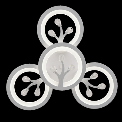 Lustre LED avec télécommande et cristal DAISY 53W, 4 éléments, Lumière Froide/Chaude/Neutre, Dimmable, Blanc