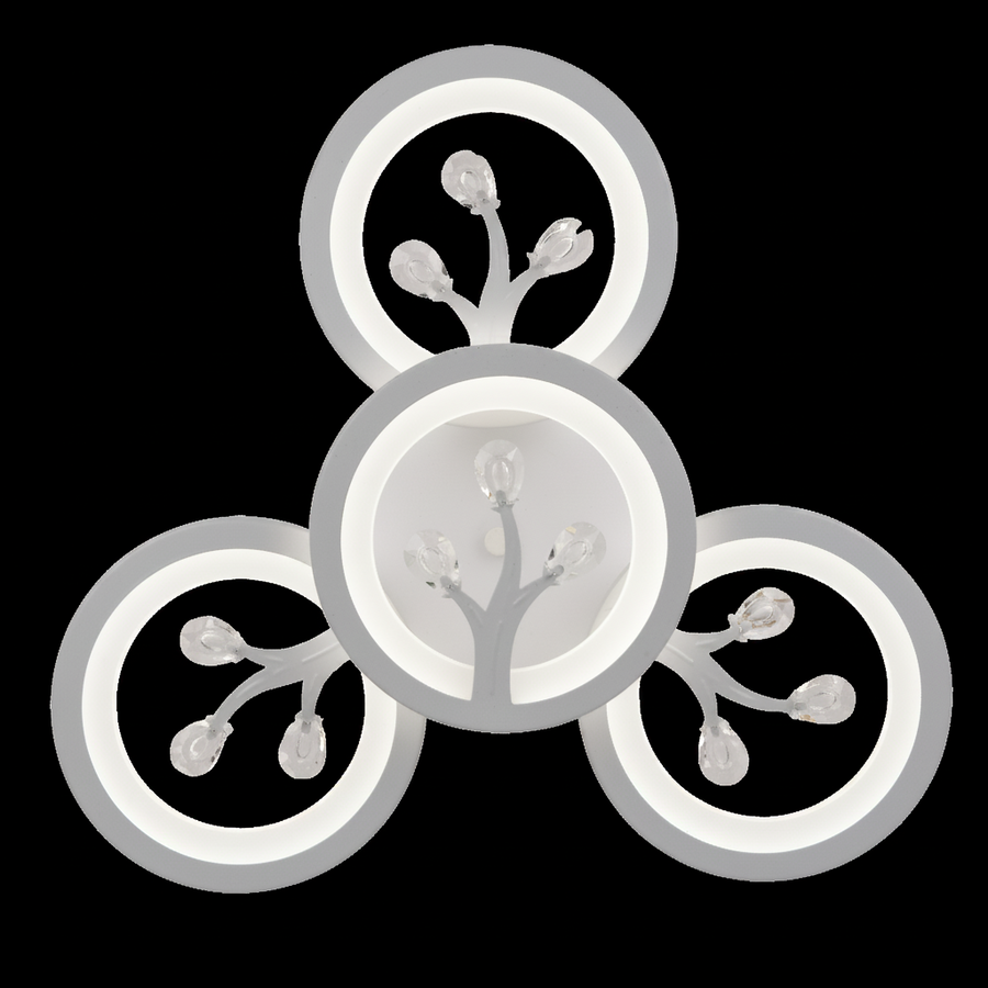 Lustre LED avec télécommande et cristal DAISY 53W, 4 éléments, Lumière Froide/Chaude/Neutre, Dimmable, Blanc