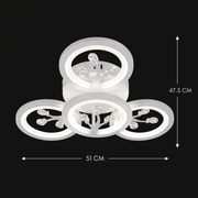 Lustre LED avec télécommande et cristal DAISY 53W, 4 éléments, Lumière Froide/Chaude/Neutre, Dimmable, Blanc