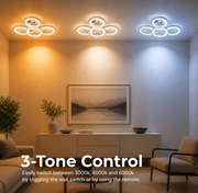Lustre LED avec télécommande et cristal DAISY 53W, 4 éléments, Lumière Froide/Chaude/Neutre, Dimmable, Blanc