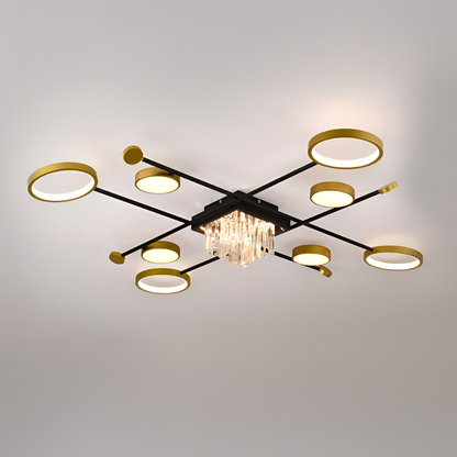 Lustre LED avec télécommande et cristal GUIDA 46W, 8 éléments, lumière froide/chaude/neutre, variable, lustres LED or noir avec télécommande Titre par défaut Alessandro Design