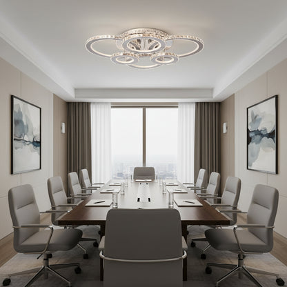 Lustre LED avec télécommande et cristal NOVA ROTONDA RGB 144W, 6 Cercles, Lumière Froide/Chaude/Neutre, Dimmable, Chrome Brillant Lustres LED et Cristaux Titre par défaut Alessandro Design