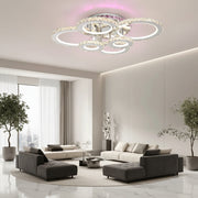 Lustre LED avec télécommande et cristal NOVA ROTONDA RGB 144W, 6 Cercles, Lumière Froide/Chaude/Neutre, Dimmable, Chrome Brillant Lustres LED et Cristaux Titre par défaut Alessandro Design