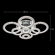Lustre LED avec télécommande et cristal NOVA ROTONDA RGB, 8 Cercles, Lumière Froid/Chaude/Neutre, Dimmable, Chrome Brillant