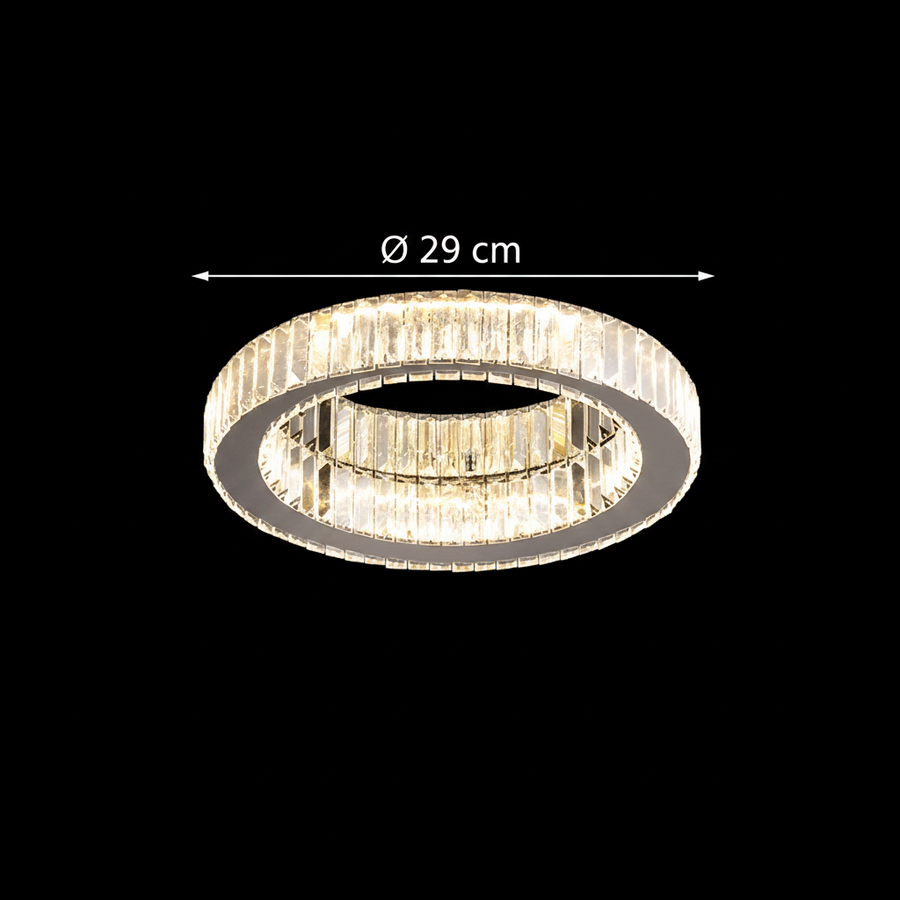 Lustre LED avec télécommande et cristal VERTUS 18W, 30cm, Cercle, Lumière Froide/Chaude/Neutre, Dimmable, Lustre LED Chrome avec télécommande Default Title Alessandro Design