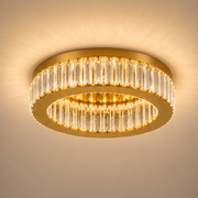 Lustre LED avec télécommande et cristal VERTUS 31W, 50cm, Cercle, Lumière Froide/Chaude/Neutre, Dimmable, Or
