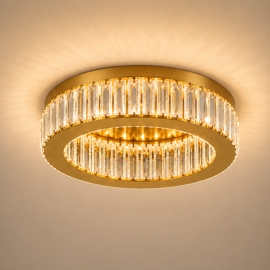 Lustre LED avec télécommande et cristal VERTUS 31W, 50cm, Cercle, Lumière Froide/Chaude/Neutre, Dimmable, Or