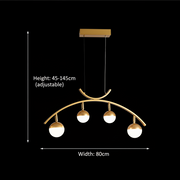 Lustre suspendu LED PAAMIUT 34W, 4 sources lumineuses, Lumière Froid/Chaud/Neutre, Or, Hauteur réglable