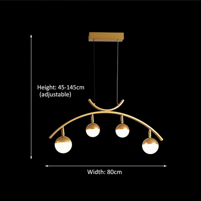 Lustre suspendu LED PAAMIUT 34W, 4 sources lumineuses, Lumière Froid/Chaud/Neutre, Or, Hauteur réglable