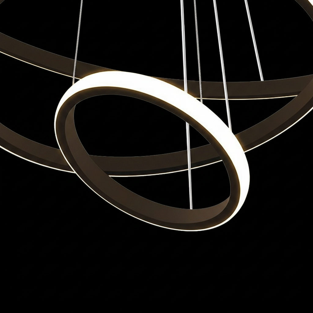 Lustre suspendu LED RICCI 25W, 2 cercles, lumière froide/chaude/neutre, noir, lustres modernes réglables en hauteur Titre par défaut Alessandro Design