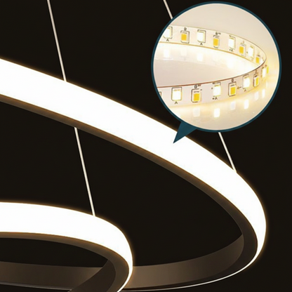 Lustre suspendu LED RICCI 25W, 2 cercles, lumière froide/chaude/neutre, noir, lustres modernes réglables en hauteur Titre par défaut Alessandro Design