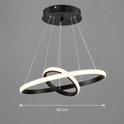 Lustre suspendu LED RICCI 25W, 2 Cercles, Lumière Froid/Chaud/Neutre, Noir, Hauteur Réglable
