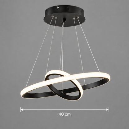 Lustre suspendu LED RICCI 25W, 2 Cercles, Lumière Froid/Chaud/Neutre, Noir, Hauteur Réglable
