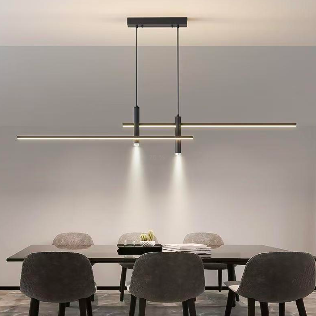 Lustre LED suspendu RINA 50W, linéaire, lumière froide/chaude/neutre, noir, lustres modernes réglables en hauteur Titre par défaut Alessandro Design