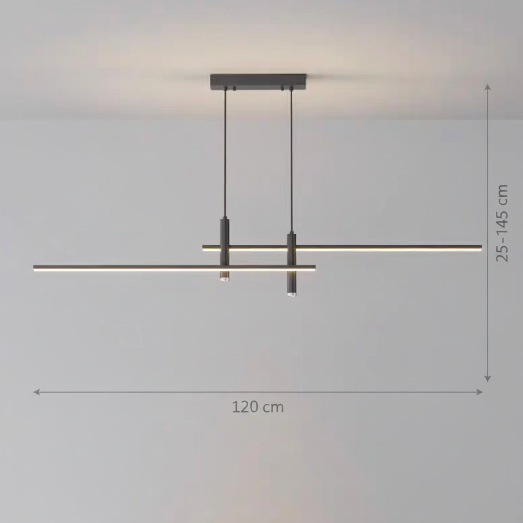 Lustre LED suspendu RINA 50W, linéaire, lumière froide/chaude/neutre, noir, lustres modernes réglables en hauteur Titre par défaut Alessandro Design