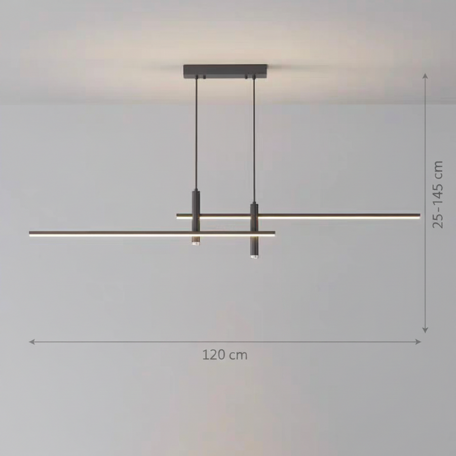 Lustre LED suspendu RINA 50W, linéaire, lumière froide/chaude/neutre, noir, lustres modernes réglables en hauteur Titre par défaut Alessandro Design