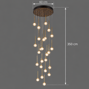 Lustra LED suspendata cu telecomanda GONDAR, 100W, Diametru 60cm, 25 Elemente, lumina Rece/Calda/Neutra, Dimabila, Auriu