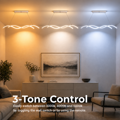 Lustre LED suspendu avec télécommande KHOROG 34W, Longueur 120cm, Lumière Froid/Chaud/Neutre, Dimmable, Hauteur réglable, Blanc