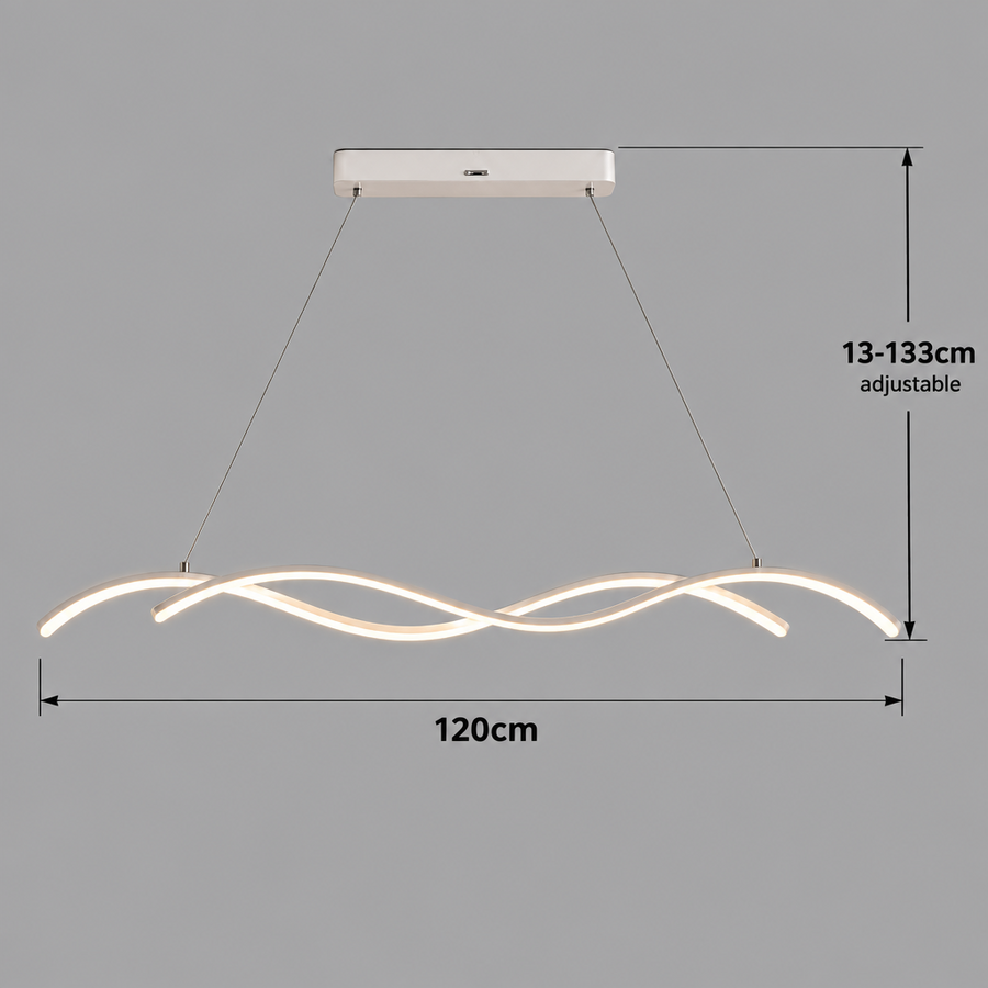 Lustre LED suspendu avec télécommande KHOROG 34W, Longueur 120cm, Lumière Froid/Chaud/Neutre, Dimmable, Hauteur réglable, Blanc