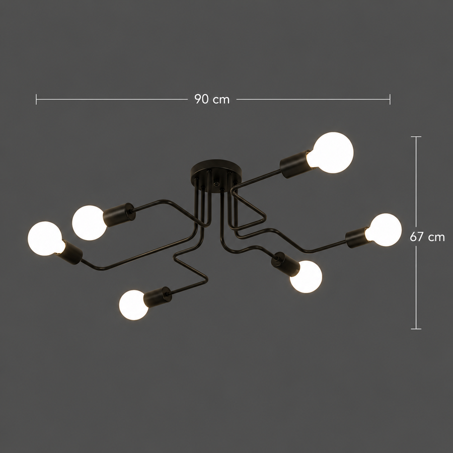MODERNIST Hexa 6 Lustre, 6x E27, Noir, Design Moderne