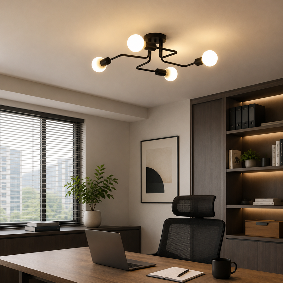 MODERNIST Quadra 4 Lustre, 4x E27, Noir, Design Moderne