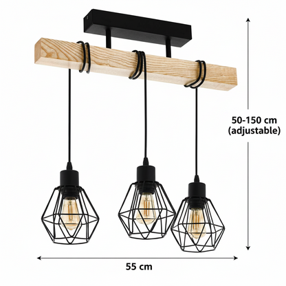 Lustre Marcellus, 3x E27, lustres industriels marron noir titre par défaut Alessandro Design