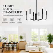 AVANT Lustre en métal, Type suspension avec bras, D63 cm Rond, 6xE14, Noir