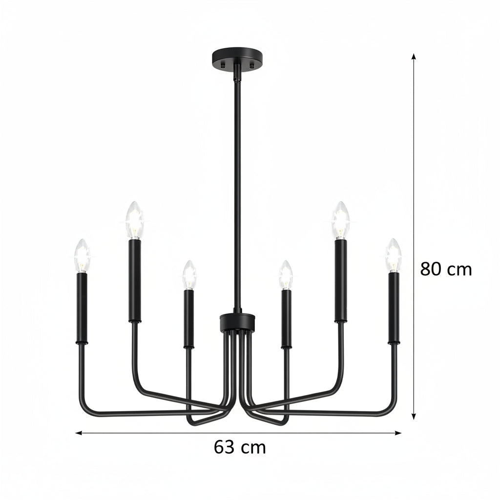 AVANT Lustre en métal, type pendule avec bras, D63 cm Rond, 6xE14, Lustres Industriels Noirs Default Title Alessandro Design