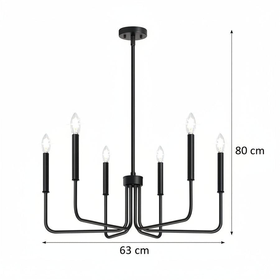 AVANT Lustre en métal, type pendule avec bras, D63 cm Rond, 6xE14, Lustres Industriels Noirs Default Title Alessandro Design