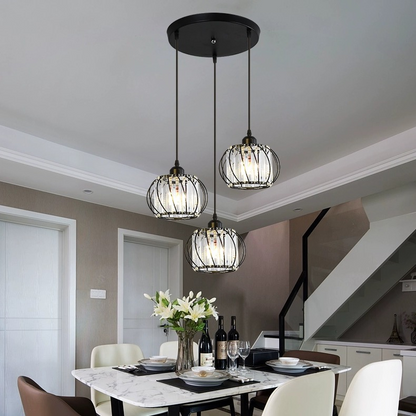 Lustre Monica, 3 X E27, Lustres Classiques Noirs, Métal et Verre Titre par Défaut Alessandro Design