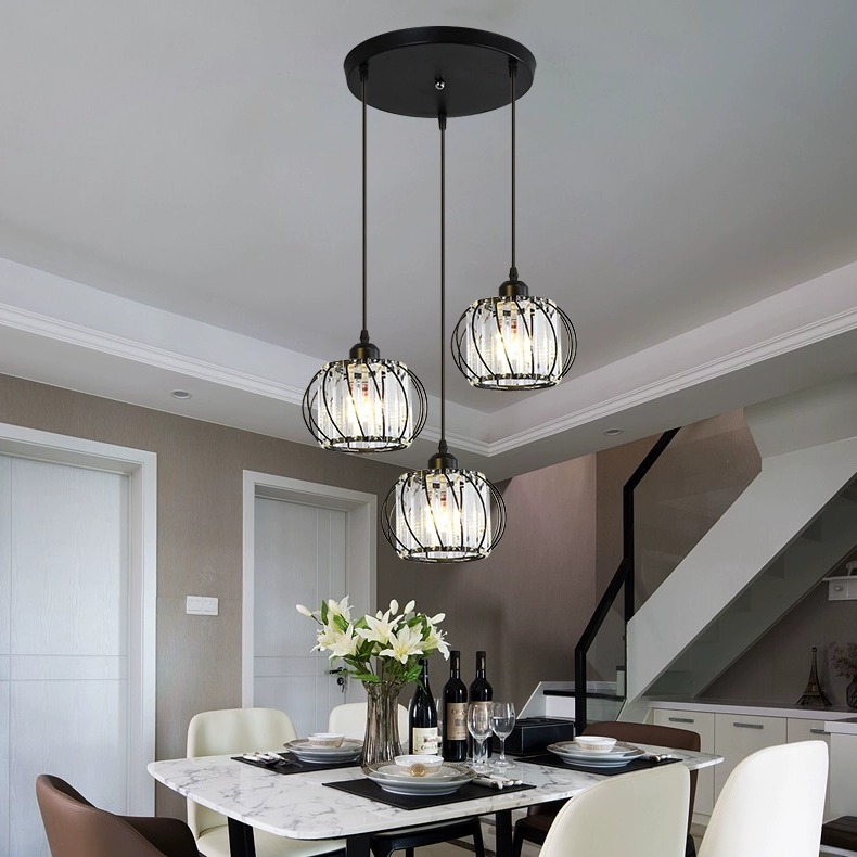 Lustre Monica, 3 X E27, Lustres Classiques Noirs, Métal et Verre Titre par Défaut Alessandro Design