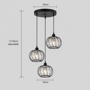 Lustre Monica, 3 X E27, Noir, Métal et Verre